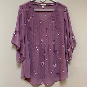 Style & Co Gauzy Flower Print Blouse (1X)